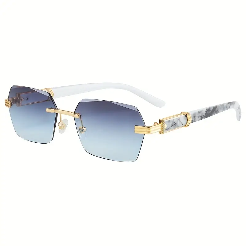 BestWear Elegant Rimless Blue Glasses for Men & Girls - Reflective PC Lenses Decorative Accents - 1 Pair Stylish Eyewear Sunglasses for Men & Women Boys - Lightweight Frameless Design for Casual