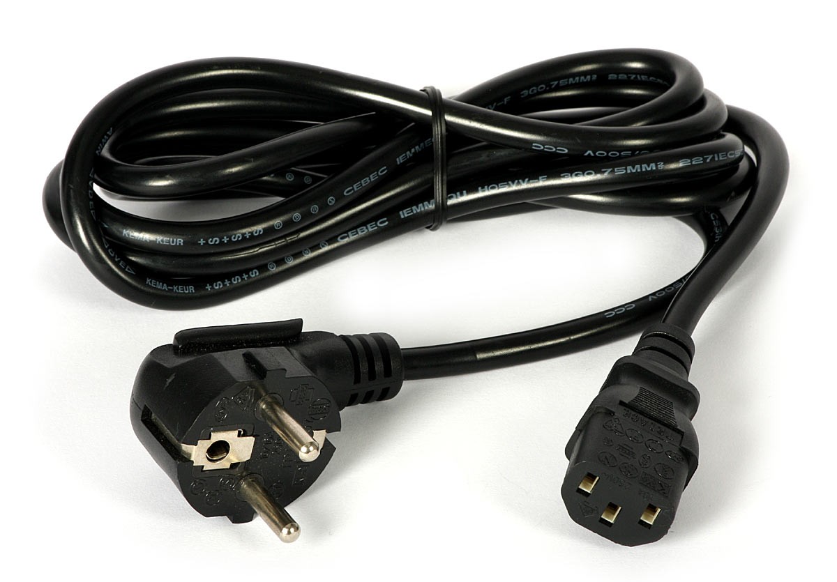 quality hard Power Cable for Computer Laptop LCD LED Monitor Projectors UPS and power supply power cable 12v DC power supply cable multi use -Black 1.8m