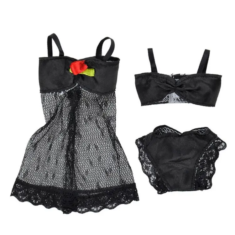 Doll Lingerie Nightwear Lace Night Dress + Bikini Set Underwear for