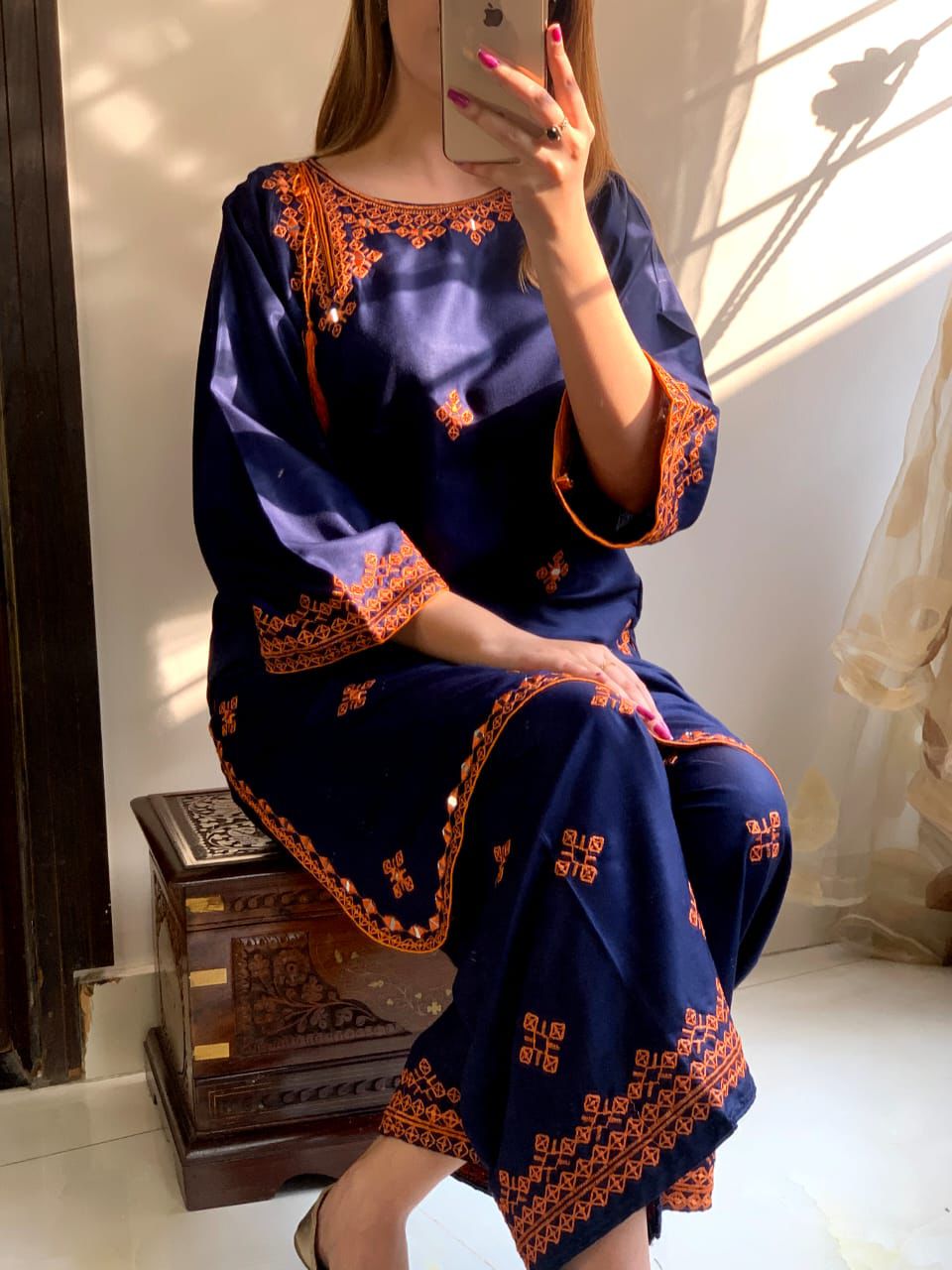 Fancy clothing hub linen Embroidery Two Pieces For GirlsBalochi mirror work fancy embroidery 2 pieces stitched dress for girls