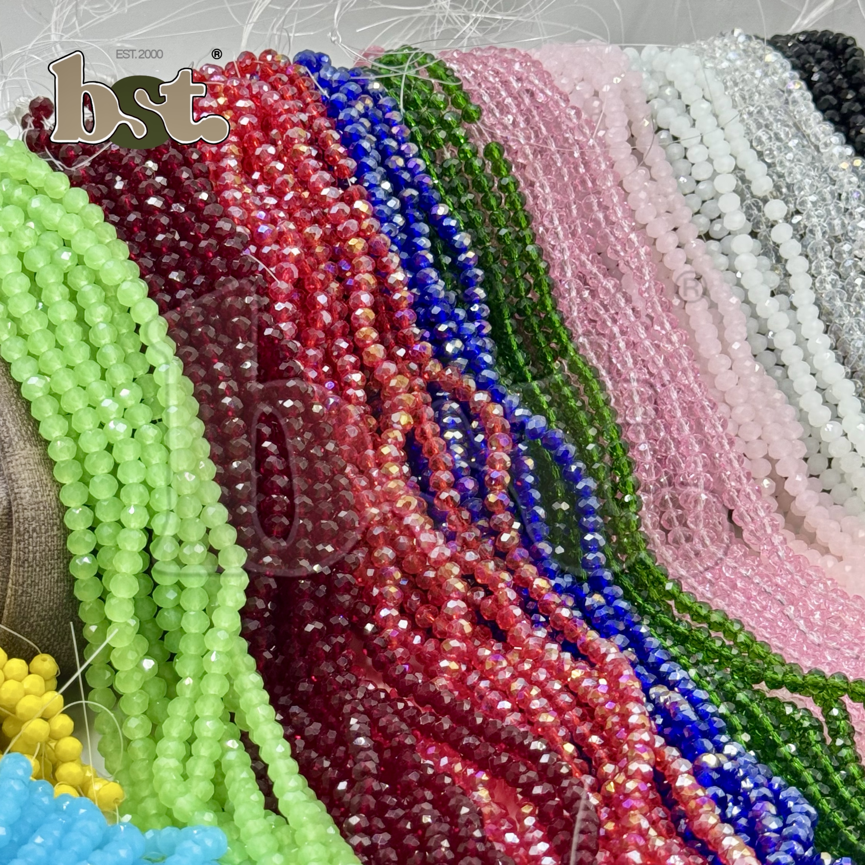 80pcs 6mm Glass Crystal Beads for Jewellery Making 80+ Beads per String, 36+ Colors Beads by BST