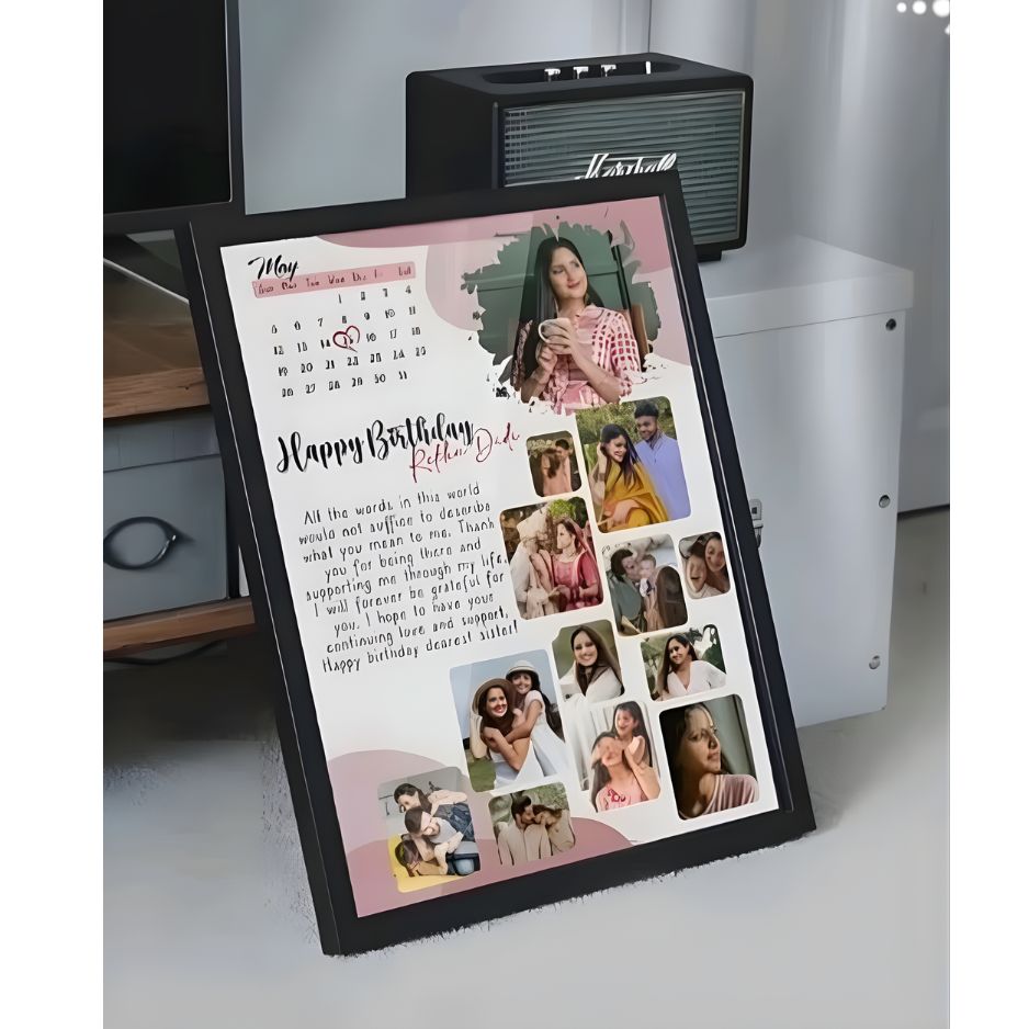 Eternal Love Anniversary Photo Frame – Customized Memory Collage with Calendar & Heartfelt Messages