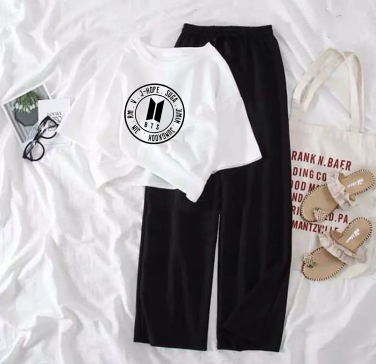 Summer Printed Crop Top & Flapper Sleepwear Set for Women