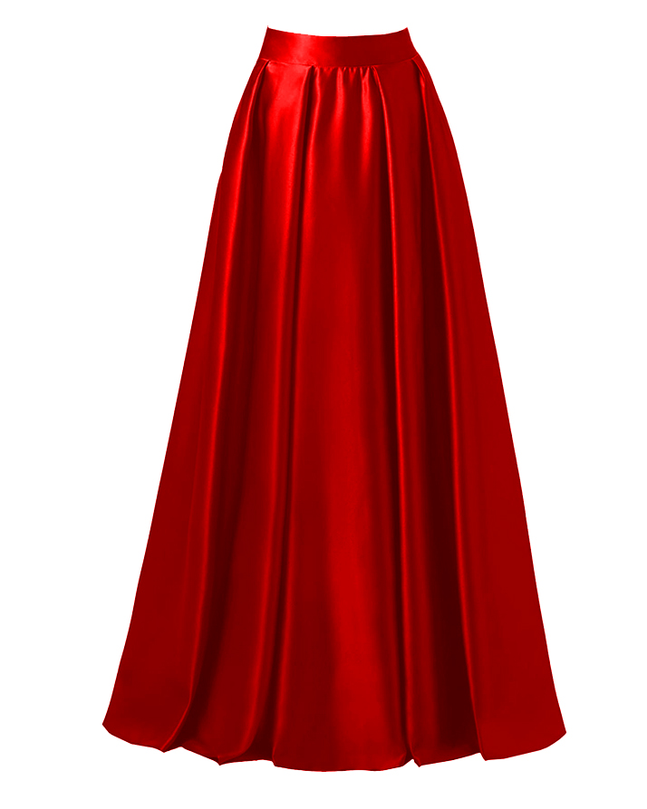 Back Elasticated Solid Silk Flared Swing Maxi Skirt For Women. AE-6707