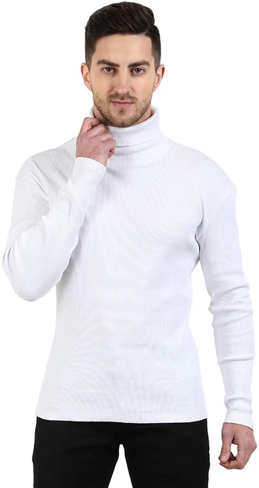HIGH NECK FOR MEN KND Striped Men Turtle MoreNeck Warmer Lining Slim Fit High Neck BLACK HIGH NECK TURTLE NECK BODY WARMER  TURTLE NECK SWEATER