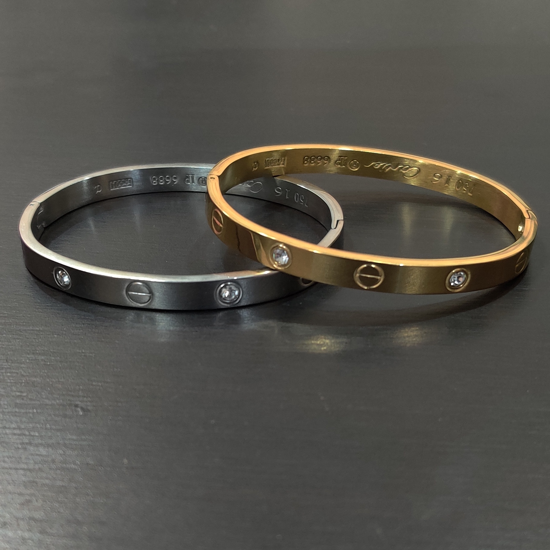 Beautiful Shiny Elegant Branded Yellow Gold Silver Love Bangle Bracelet Kara For Women Girls Fashion Jewelry