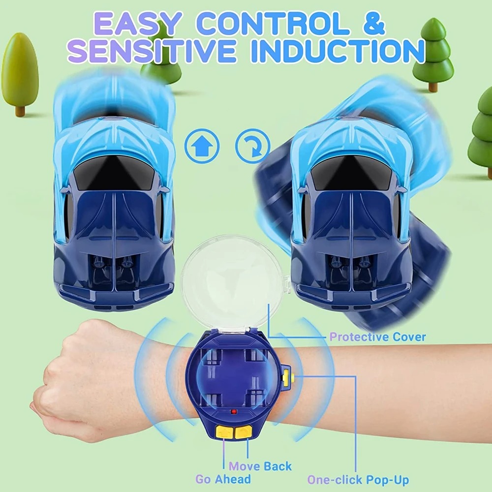 Mini Remote Control Car Watch for Kids, Wristwatch, Electric Toy, Rechargeable, Racing Car, Boys and Girls, Gift, Cartoon