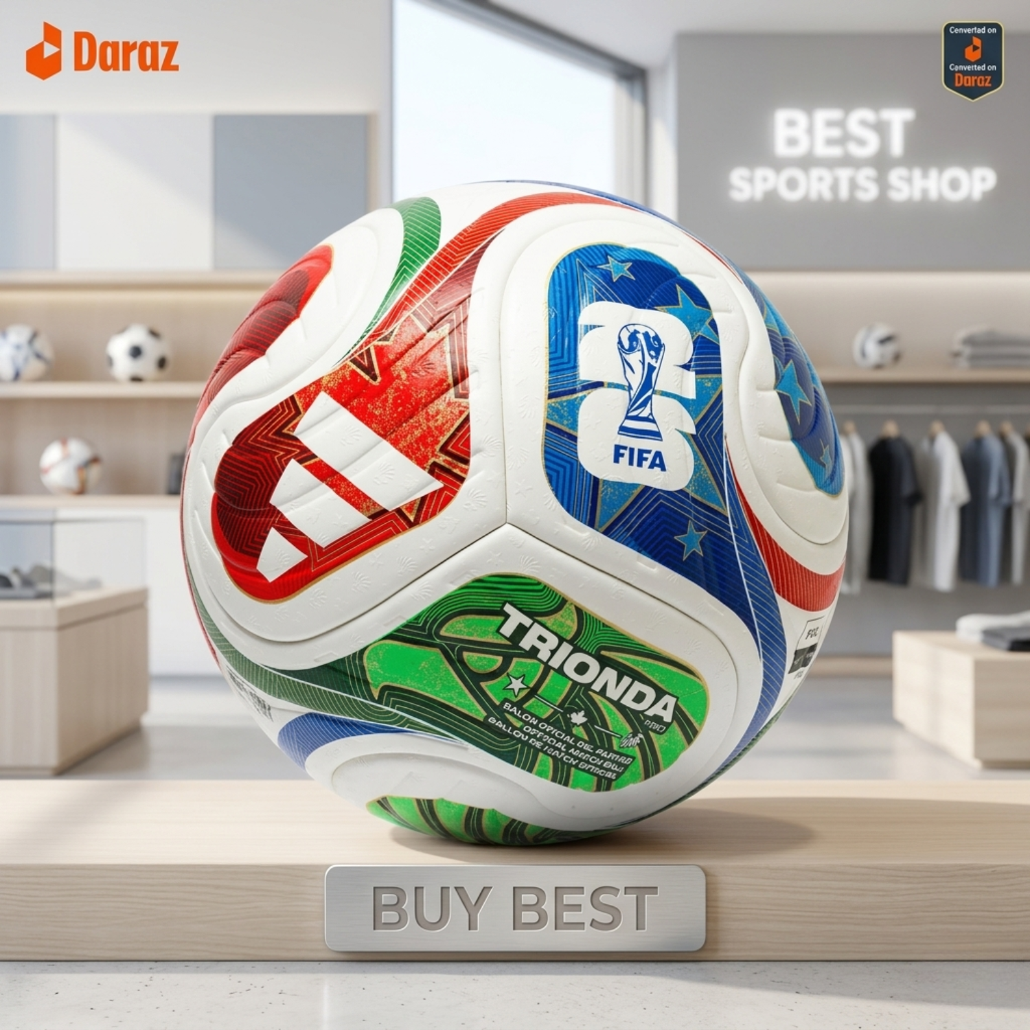 2026 Trionda FIFA Style Football  Sialkot Original Hand-Stitched Football  Premium PU Leather Soccer Ball  Professional Match & Training Ball  Durable Football Size 5