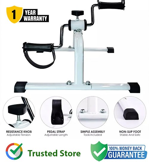 Imported Mini Exercise Pedal Bike Mini Exercise Cycle for Arms ,Foots and Legs, Portable Foot Cycle, Adjustable Tension Knob Manual Machine  Tension Rope Pedal Puller Legs Exerciser Yoga  Rally Fitness Four Stretcher Pedal Leg Spring