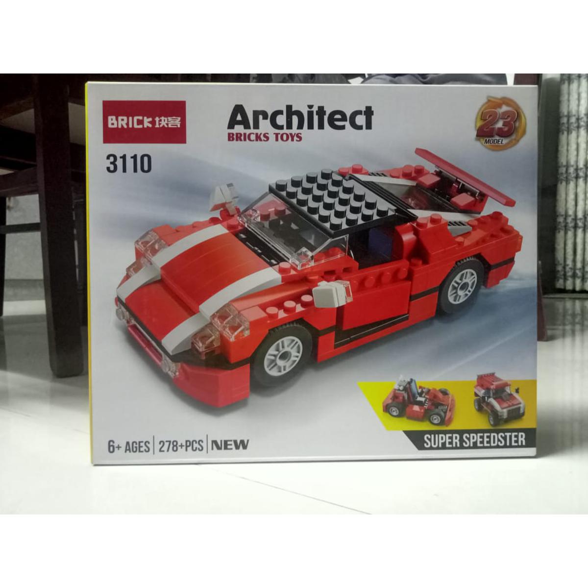Original BRICKS Sports Race Track Car Pull back Car Legos 278 +pcs (23 models)Legos