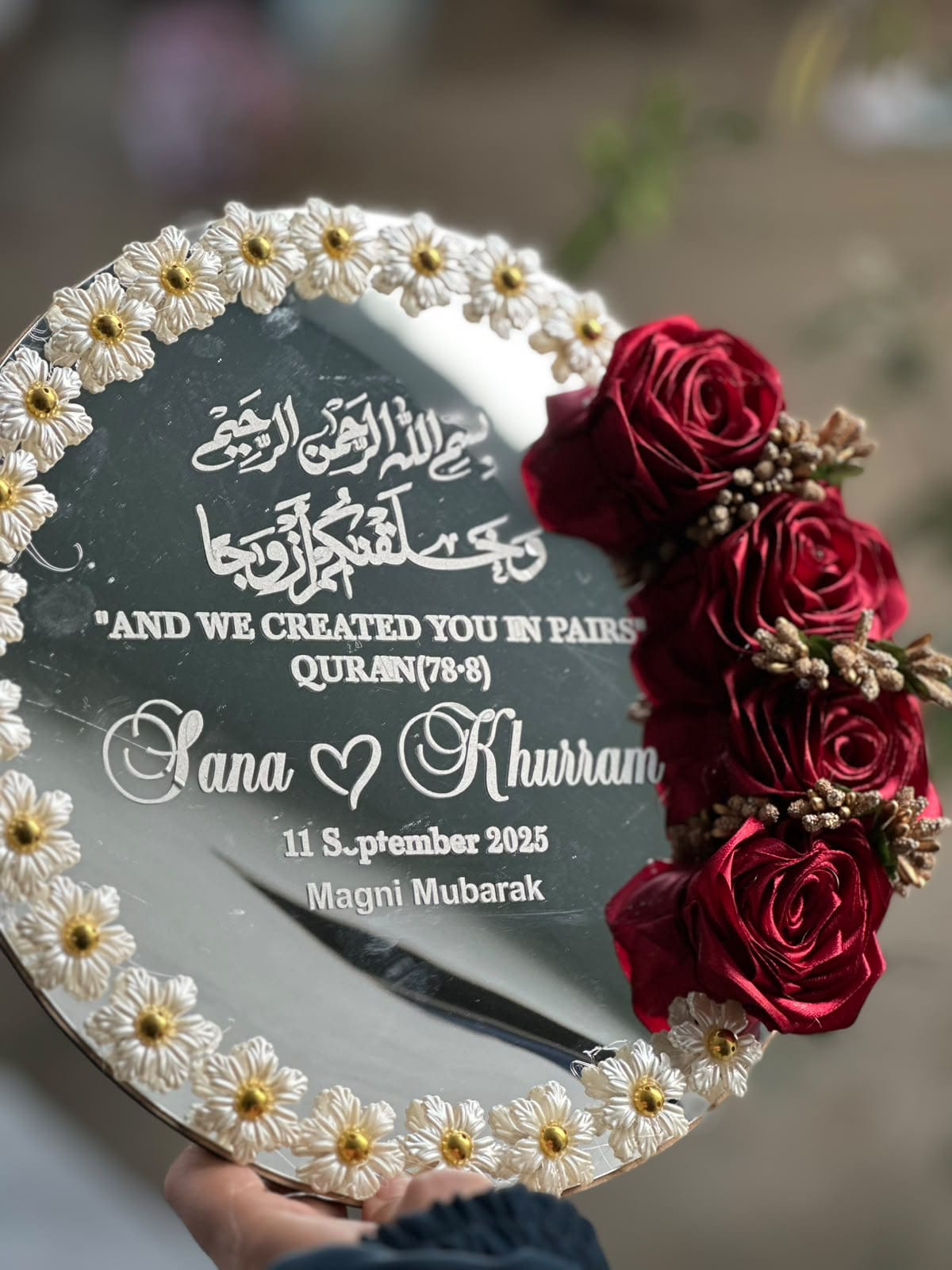 Luxury Engagement Ring Tray for Wedding & Nikkah | Decorative Floral Ring Holder | Groom Ceremony Ring Plate | Bridal Accessories