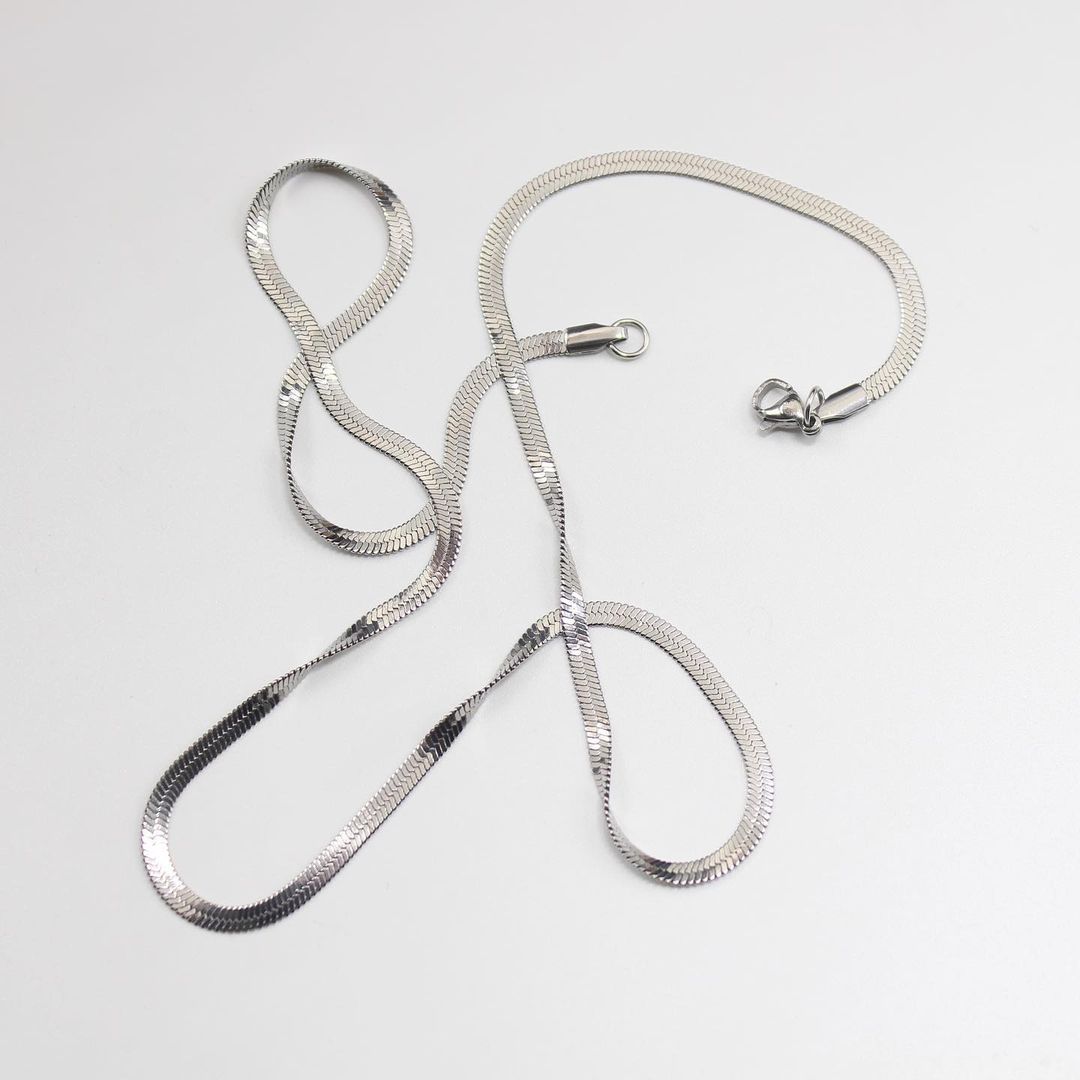 New Trendy Silver Necklace 3mm /55cm, (22 Inches) Snake Chain Stainless Steel For Man