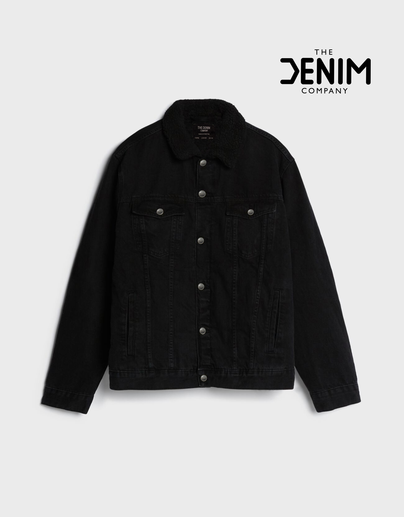 Sherpa Inside Black Denim Jacket 