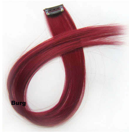20inch Long Straight Synthetic Clip-In Hair Extension Dark Red