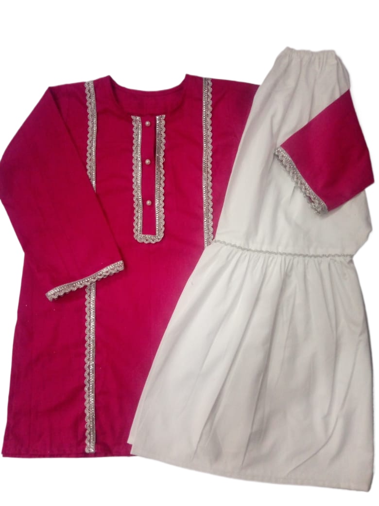 customize white gharara and shoking pink shirt beautifull combination dress for girls Daraz.pk