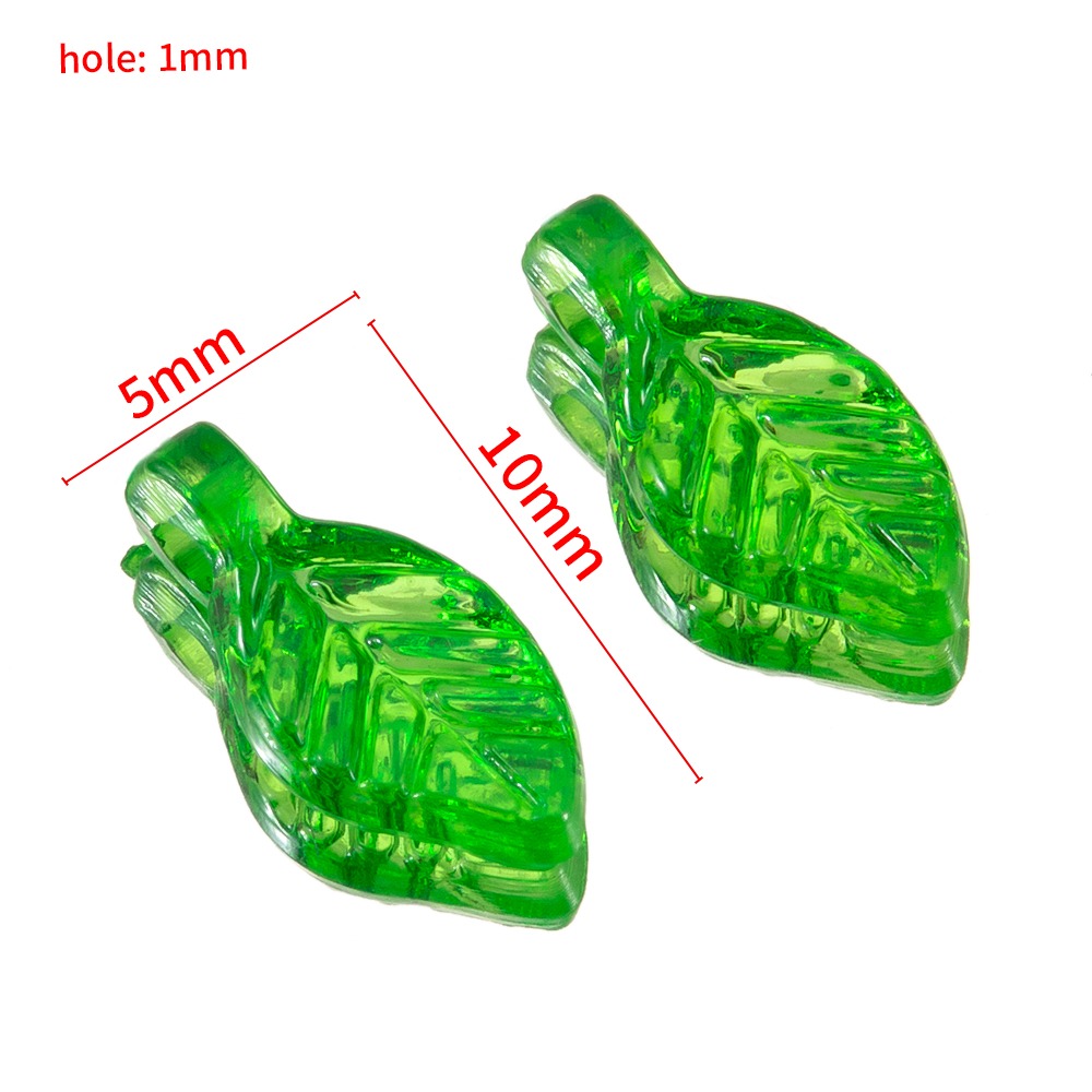 100 Acrylic Green Leaf Pendants | Plastic Leaf Loose Beads for DIY Jewelry Making