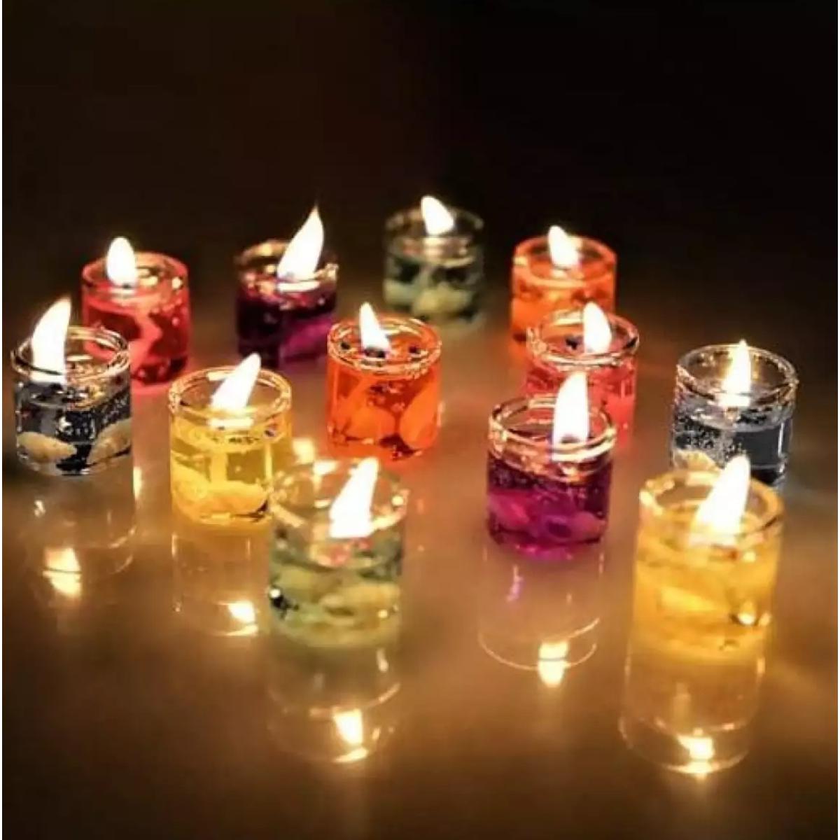 PACK OF Pack of 6 Romantic Home decoration Jell Candle Smokeless Jelly Tealight Candles in Glass Holder