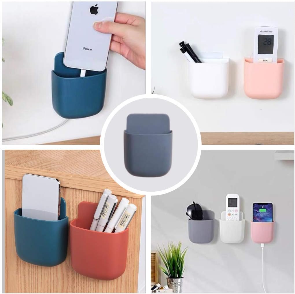 Wall Mounted Stand for Mobile || Remote || Many Other Things || With Double Tape - Mobile Phone Holder Multifunction Wall Mounted Storage Box Charger Hook Cable Charging Dock