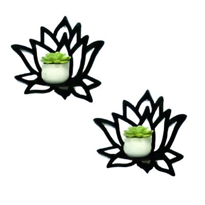 Lotus-Shaped Wooden Wall Shelf, Modern Home Decoration for Plants and Candles