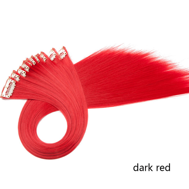 3 pieces Red single clip hair extension for girls