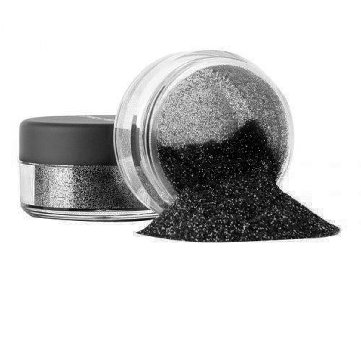 Black Color Fine Dust Cosmetic Glitter Powder Eyeshadow - 10g Pot