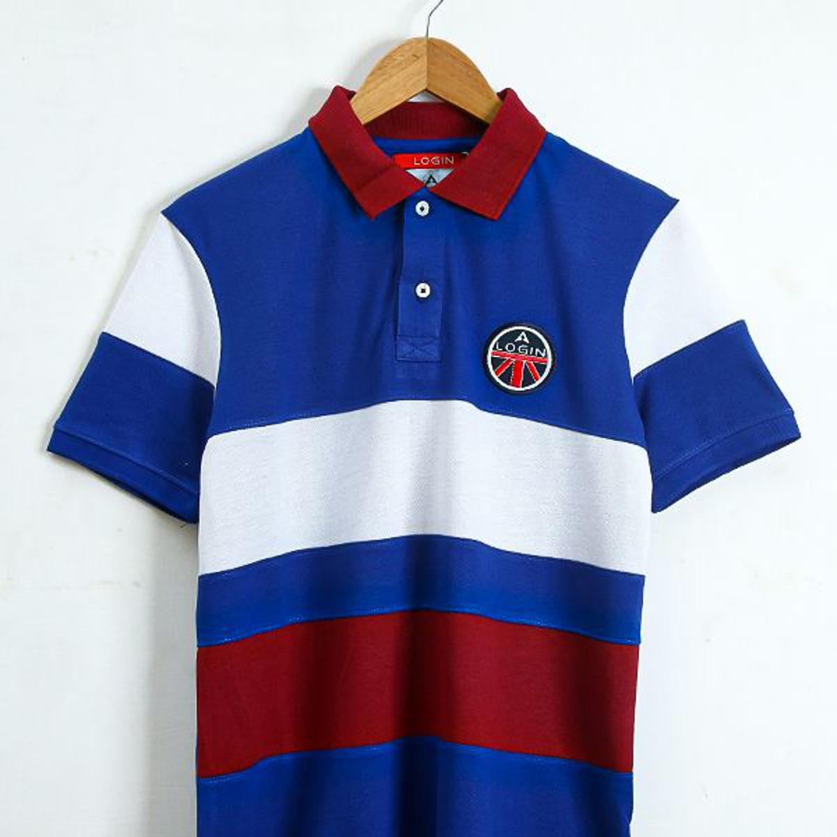 Mens red white and blue polo shirt best sale