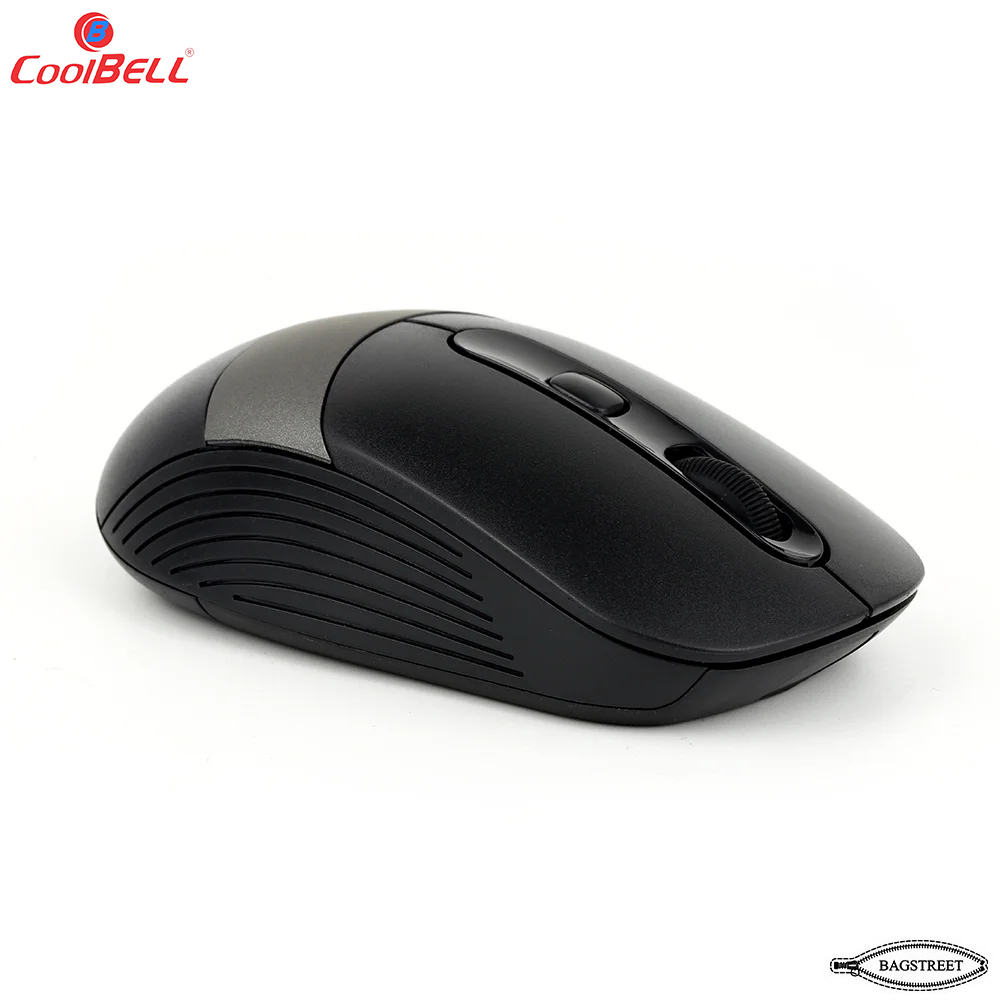 Coolbell Flexi Wireless Mouse - Silent Clicks - 1600 dpi - 4 Buttons - (Black & Grey)