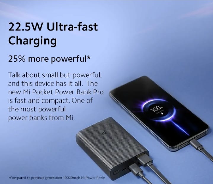 Xiaomi Mi Redmi Power Bank 10400mAh – Fast Charging Portable Charger – Xiaomi Redmi 10400mAh Powerbank – Compact Design – USB & Micro USB – For All Devices