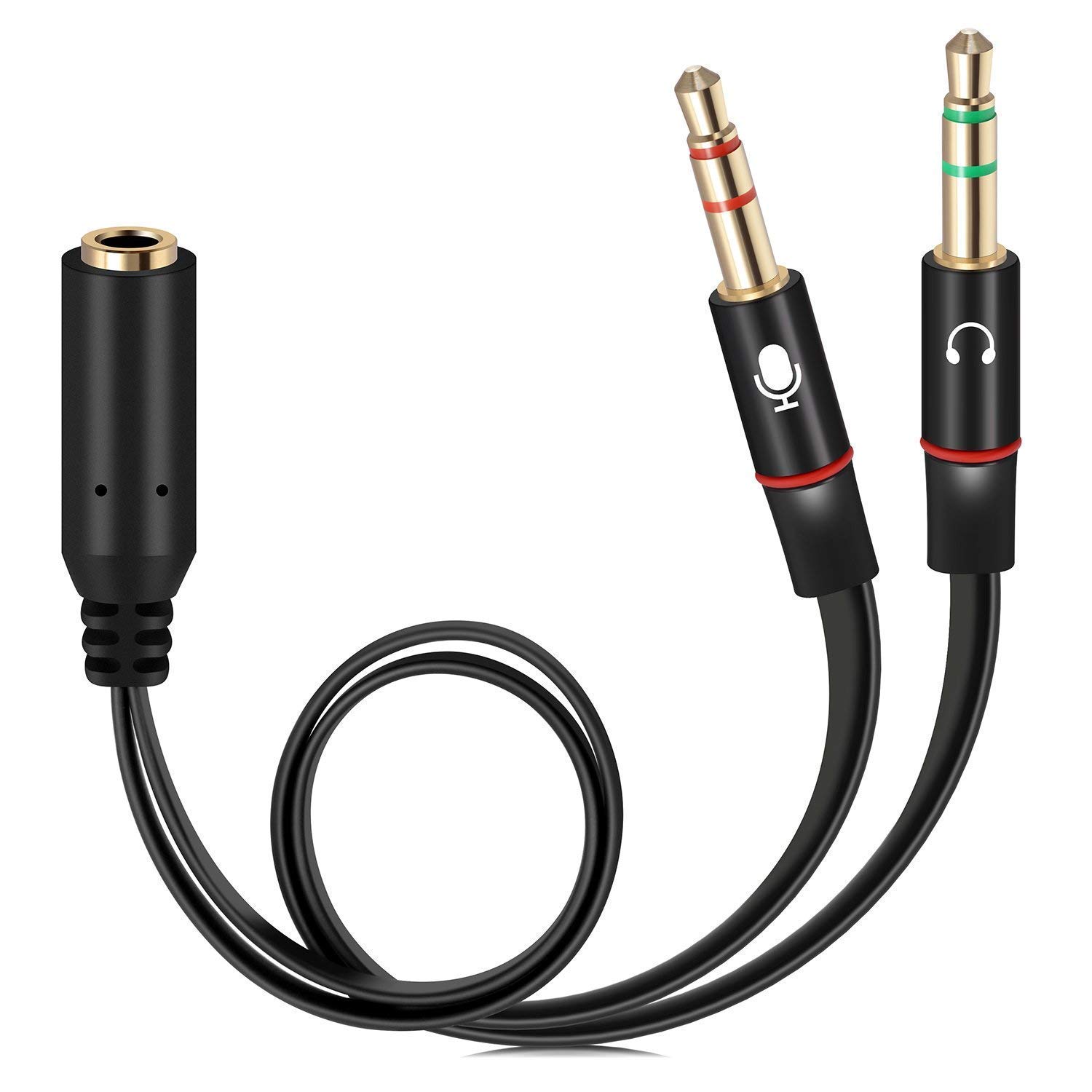 Headphone Splitter for Computer 3.5mm Female to 2 Dual 3.5mm Male Headphone Mic Audio Y Splitter Cable Smartphone Headset to PC Adapter Y Splitter for Headphone & handsfree