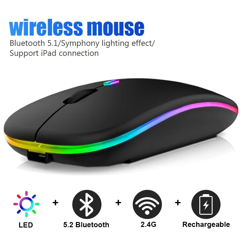 Wireless RGB Gaming Mouse 2.4G USB C Rechargeable Silent Click Lightweight 85g Ergonomic Adjustable DPI Silent Click With Ultra Thin