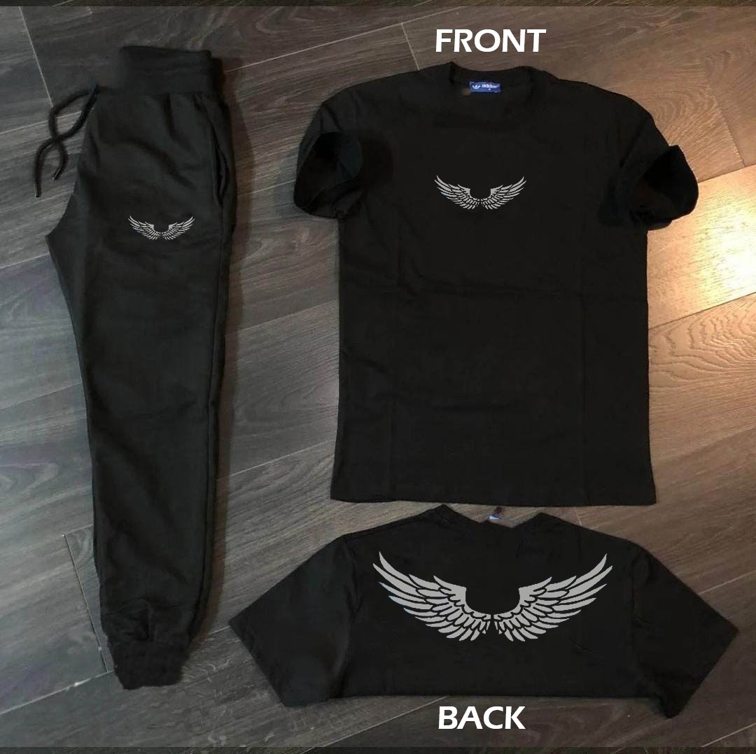Wings printed summer tracksuit soft & comfortable fabric Tshirt + Trouser for men and boys