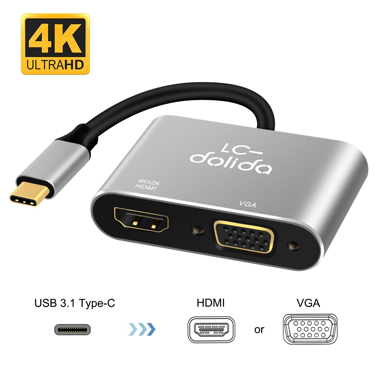 USB C to Hdmi Adapter, USB 3.1 Type C to Vga Hdmi 4K UHD Converter