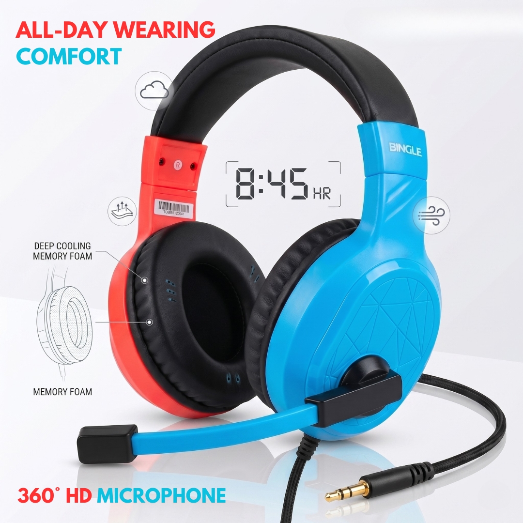 RGB Gaming Headset with Microphone Wired  3D Stereo Surround Sound Over-Ear Headphones for PC PS5 Xbox Nintendo Switch  Noise-Canceling Comfortable Durable Clear Audio Gear – Abid Store