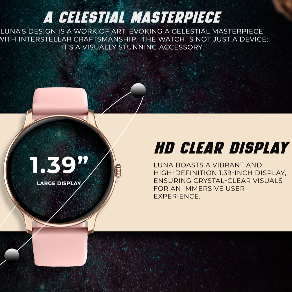 Zero®  Luna Smart Watch | 1.39” TFT Display, Calling, 100+ Watch Faces | IP67 Waterproof, SpO2 & Heart Rate Monitor | Best Price Smartwatch for Men & Women, IOS & Android