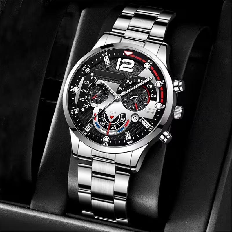 2PCS Men’s Quartz Watch + Wallet Combo | Luxury Analog Wrist Watches with Slim Wallet | Stylish Gift Set for Men