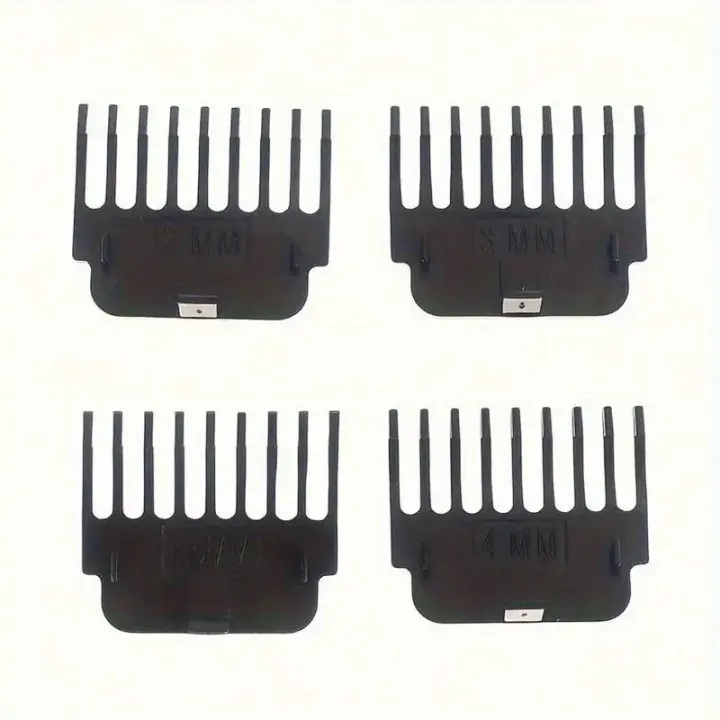 4pcs T9 Hair Trimmer Guide Combs Set - Durable Pp Clipper Limit Combs For Precision Grooming & Styling | Black, Multiple Sizes