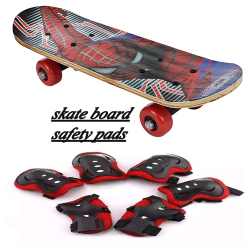Kids Small Skate Board With Safety Pads (Multi Colour)