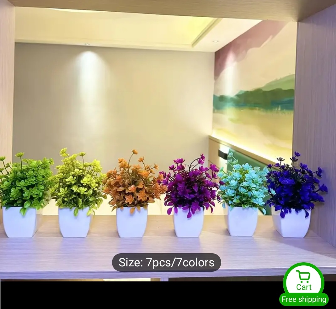 Pack of 6 Mini Plants - Artificial Decoration - Room Decoration Items - Home Decoration Items