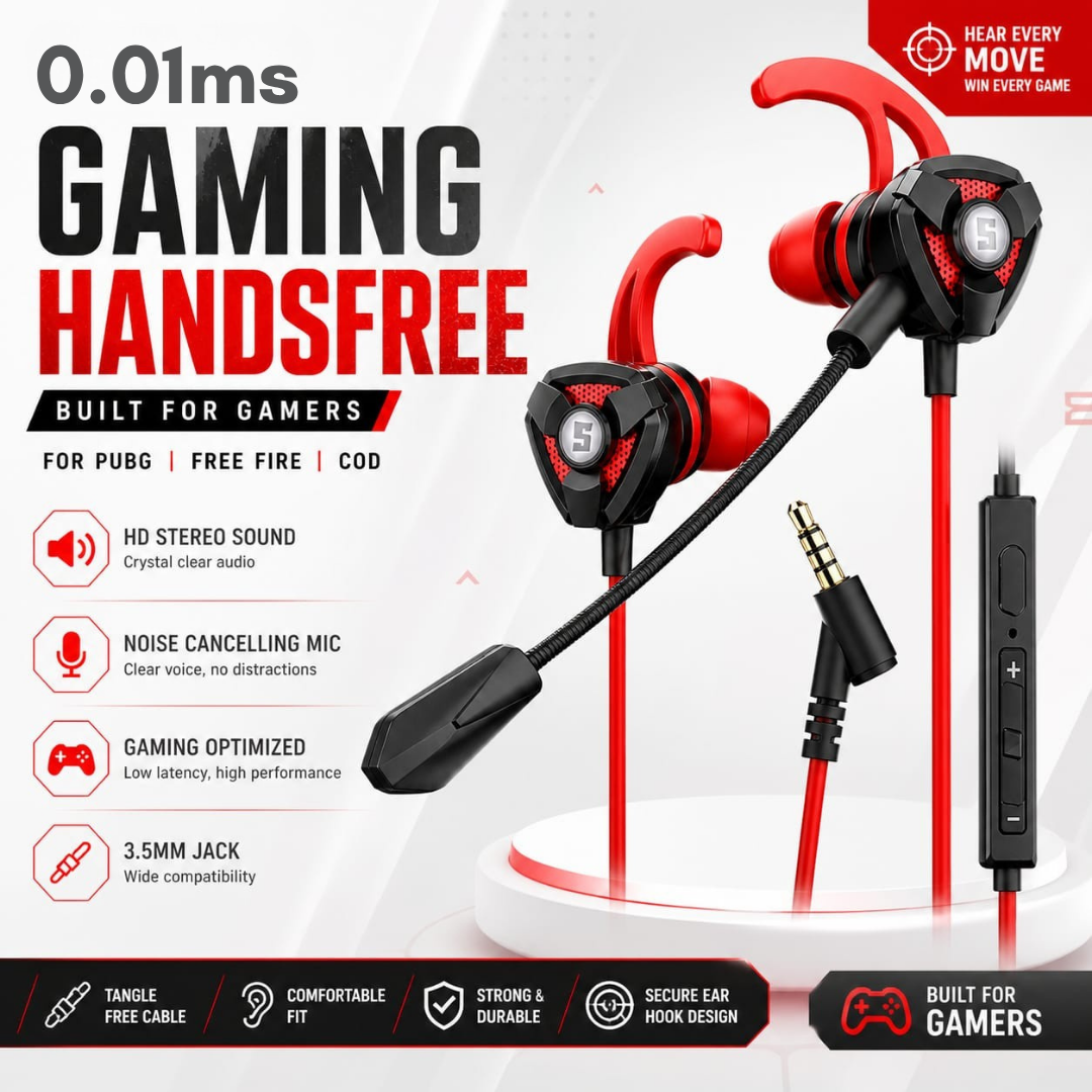 Pro-Gaming In-Ear Earbuds with Boom Mic | 3.5mm Stereo Wired Earphones | ENC Noise-Canceling Audio for Mobile, Laptop, PS5, Xbox & PC | Ergonomic Gaming Headset Gear – One Click Pick