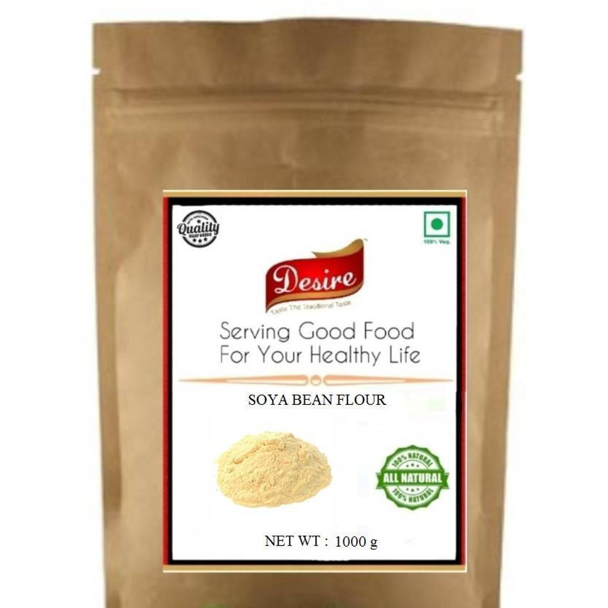 Organic Soya Bean Flour (Soybean Atta) 1 kg - High Protein & Gluten Free - 100% Natural