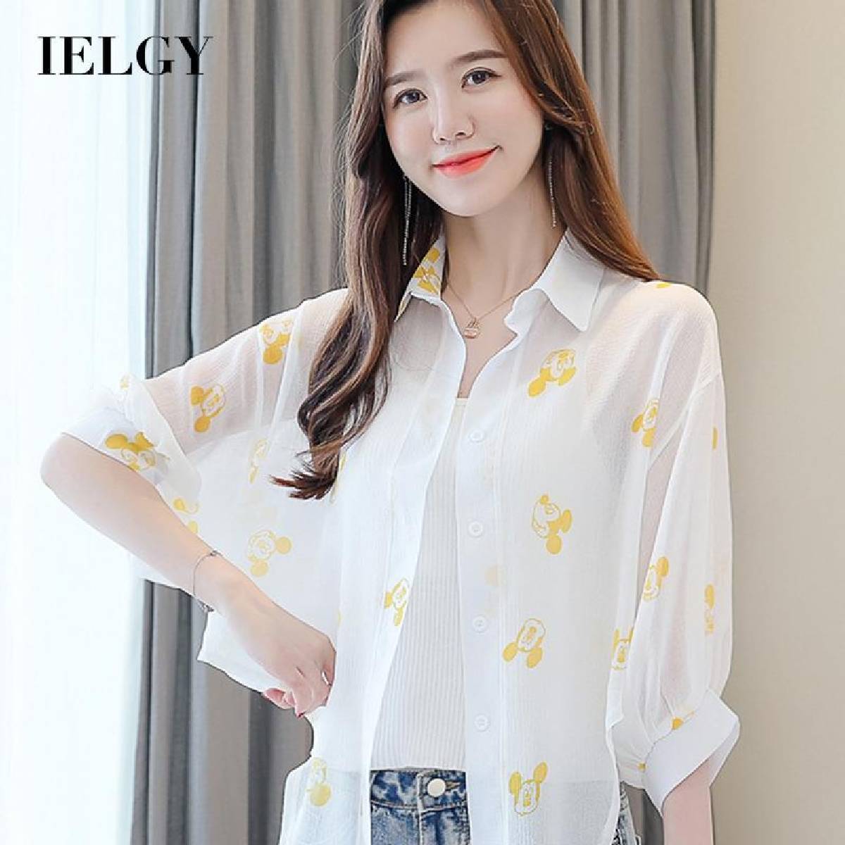 IELGY Coat Ice silk Long sleeves Sunscreen Chiffon shirt Korean style Outfit  Western style Women's clothing Lightweight: Buy Online at Best Prices in  Pakistan 