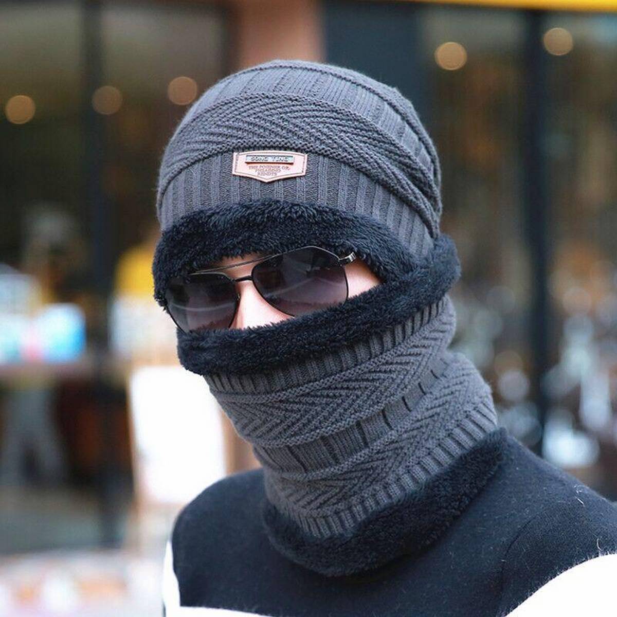 Winter Knitting Skull Cap and Neck 