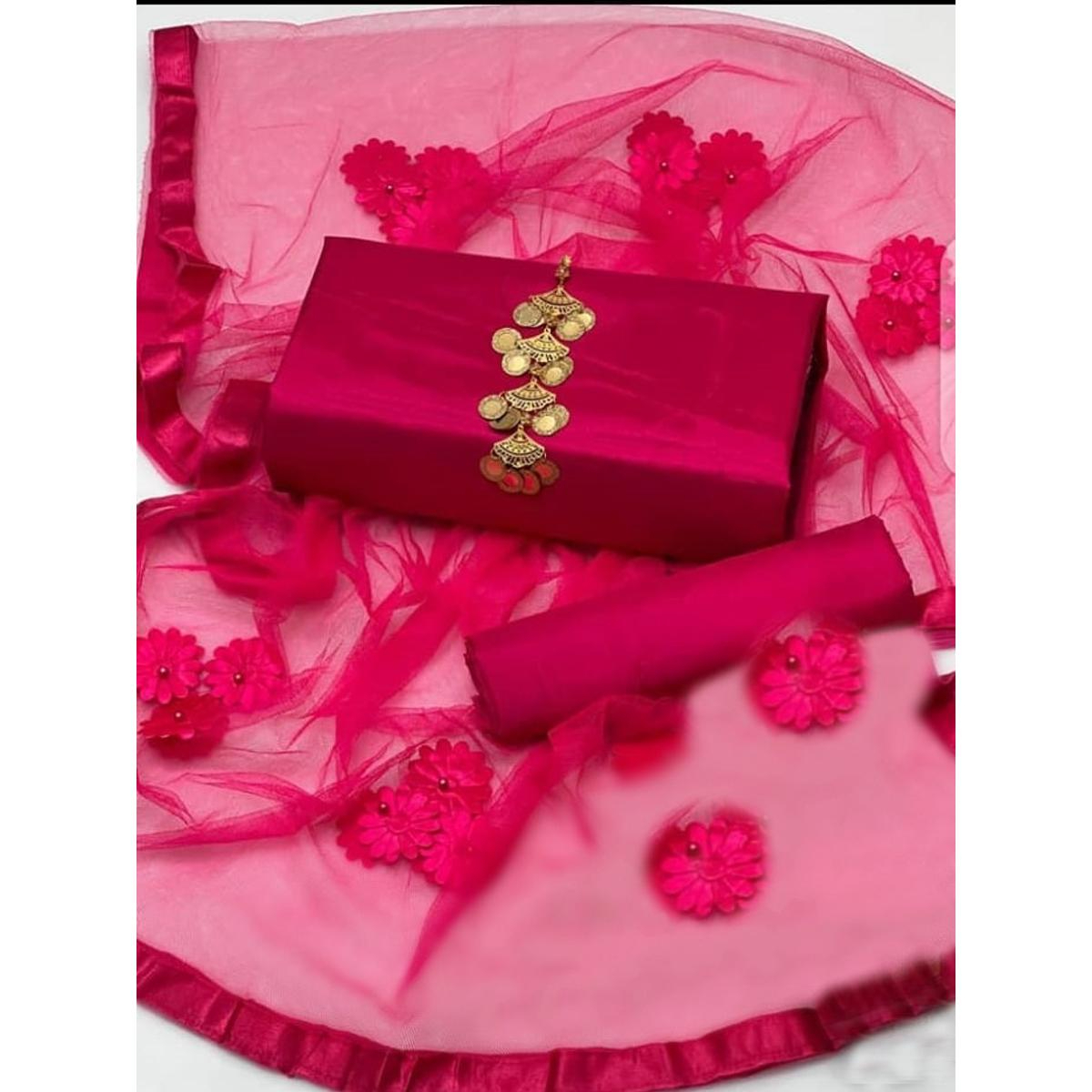 Rubika Fashion Unstitched 3Pc Katan Silk Suit For Women All-Season Silk Fabric, Traditional Formal Style Multiple Color