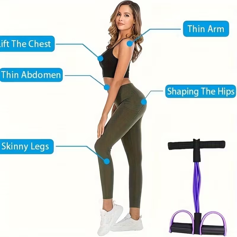 Pull Reducer Resistance Training Bands Tummy Trimmer Bally Fat Burner Body Exerciser Weight Loss Home Gym Home Workout Arm Muscle Builder Double Pull Rope Body Trimmer Pedal Exerciser Yoga Crossfit Exercise Arm Exercise Tummy Body Building Training Unisex