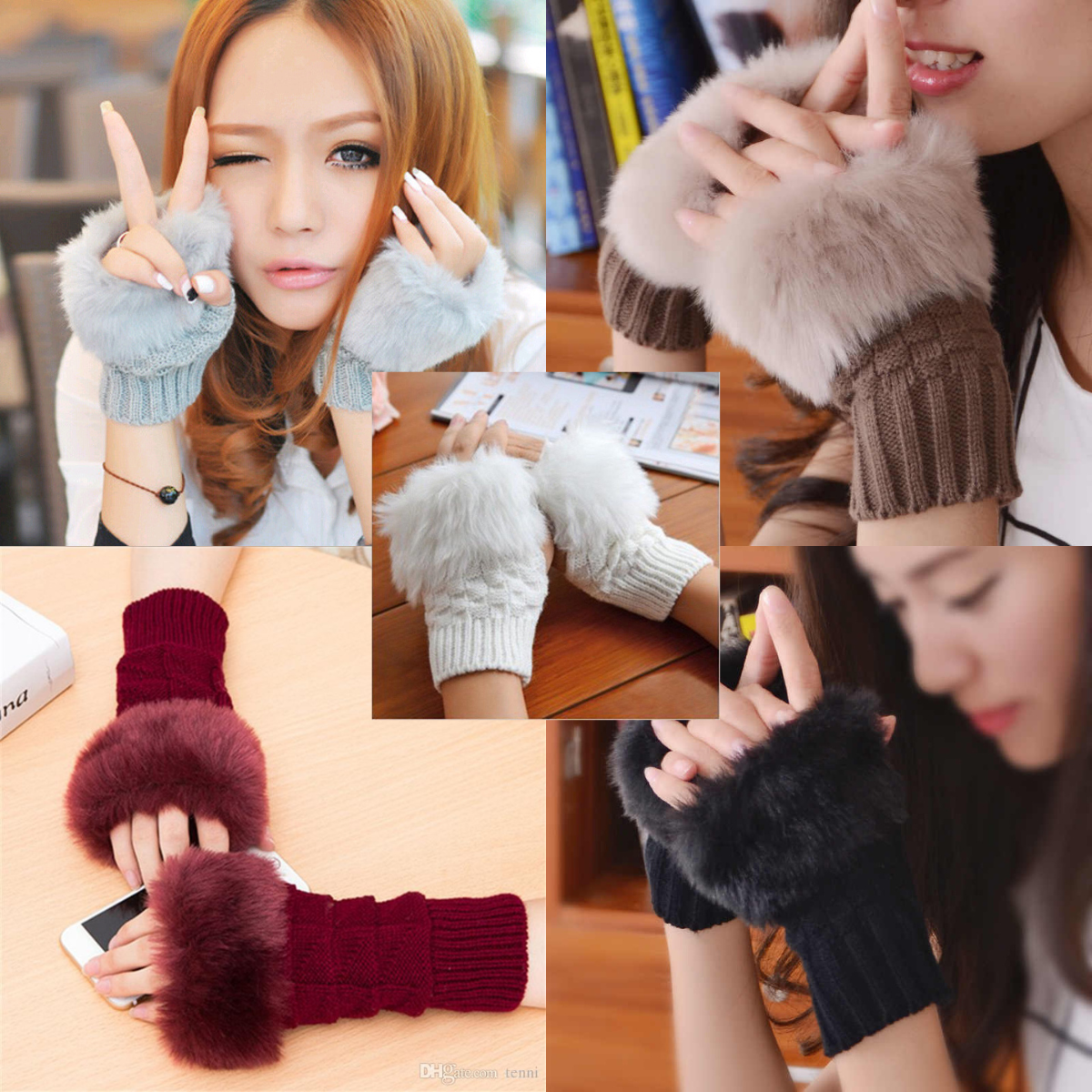 Fur Gloves for Girls Women Winter Faux Fur Fingerless Gloves - Stylish Knitted Hand Warmers for Girls & Women - Soft and Cozy Winter Essentials