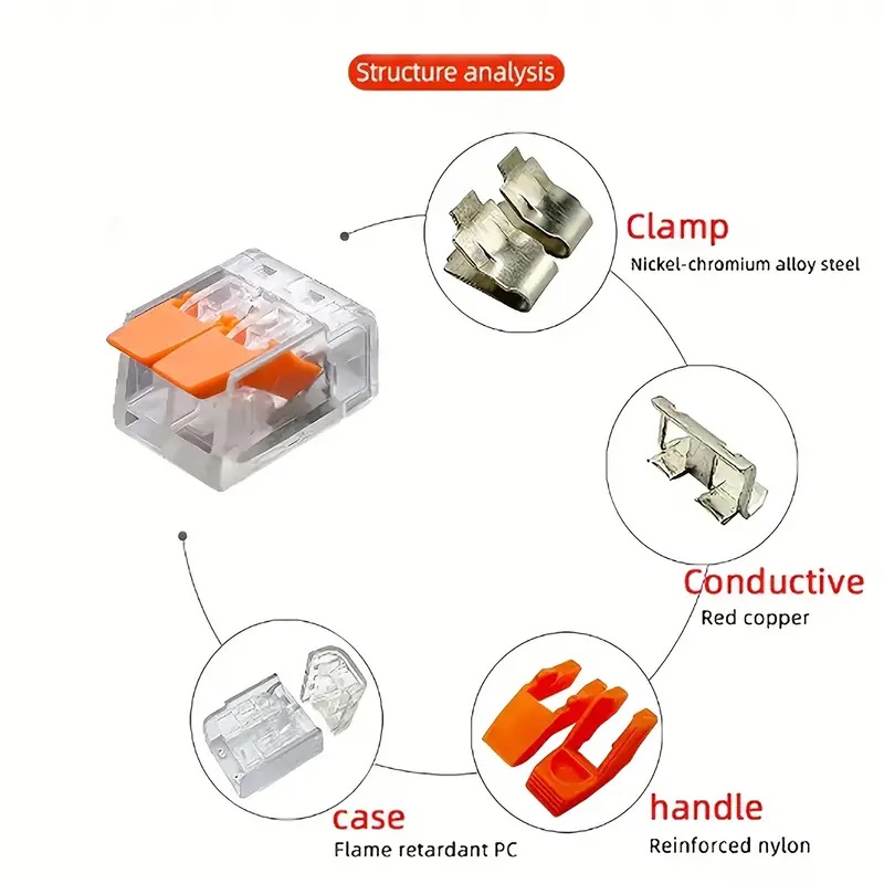 8pcs/lot Mini Fast Wire  Connector Universal Wiring Cable Connector Push-in Conductor Terminal Block