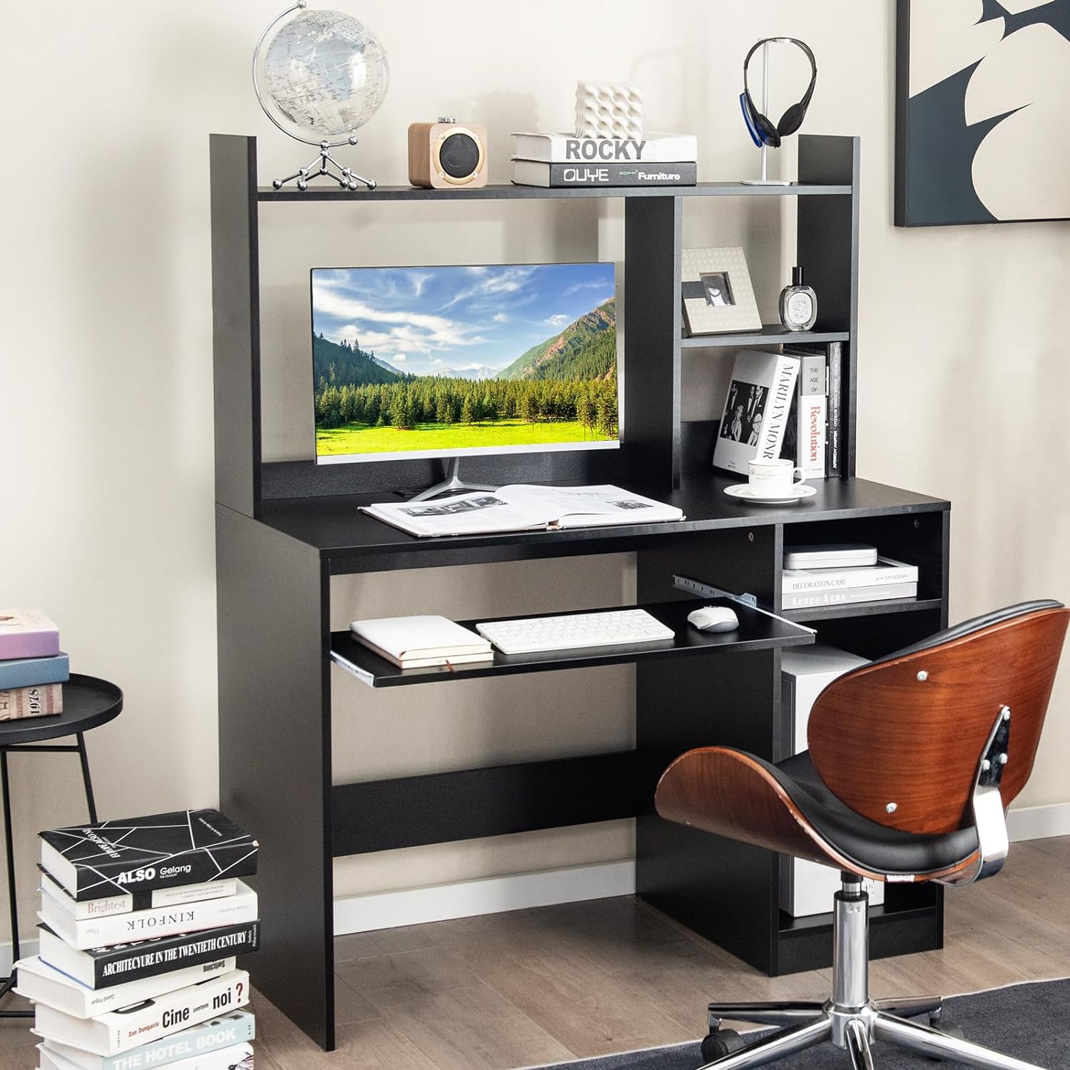 Computer Desk Pakistan Computer Desk with Storage Shelf, Wooden Writing Desk with Hutch ...