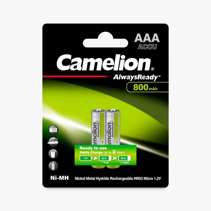 Pack of 2- Camelion AAA Rechargeable Battery Size Tripple A