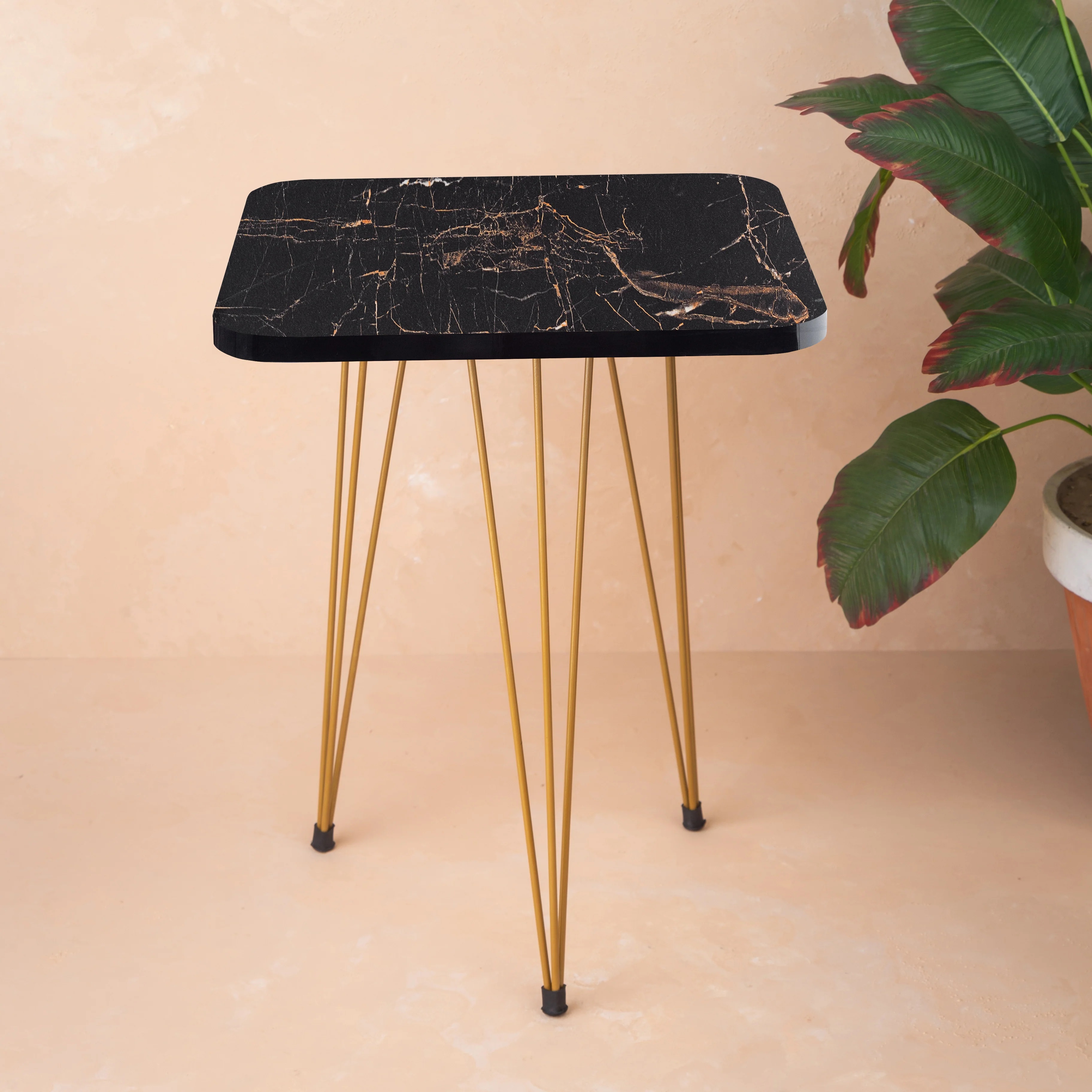 YES TO DECOR  3/ 1  Pcs Nesting Table Set Square Metal Legs Table Set High Quality Glossy Top Waterproof MDF – Black Square