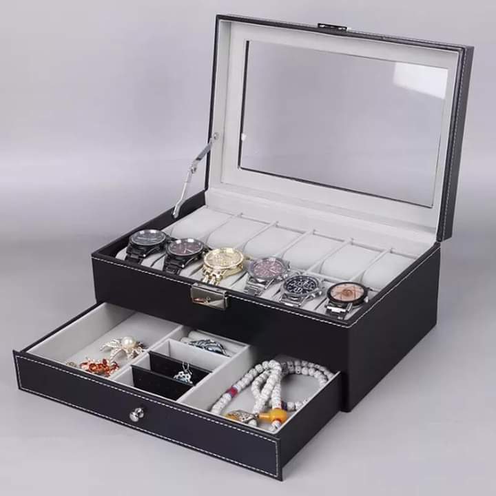 06/10/12 Slots Wrist Watch Box Watch Holder Storage Case Organizer High Quality PU Leather Watch Display Storage Box Smart Watch Display Box